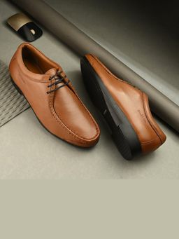 Valentino - Men Premium Leather Cognac Casual Derby Shoes