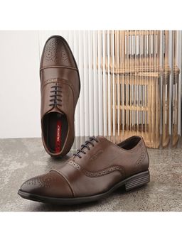 Valentino - Men Premium Leather Brown Lace-Up Formal Derby Shoes