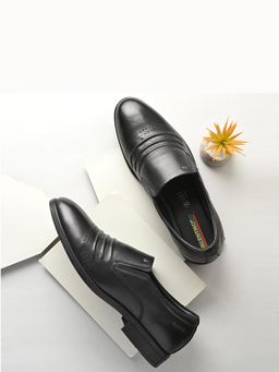 Valentino - Men Premium Leather Black Slip-On Formal Loafer Shoes