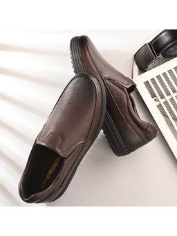Valentino - Men Premium Leather Brown Slip-On Formal Loafer Shoes