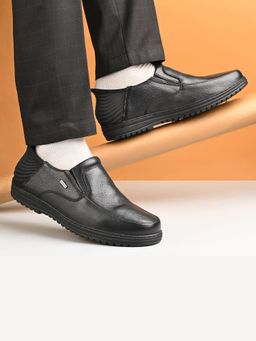 Valentino - Men Premium Leather Black Hands-Free Slip-In Loafer Shoes