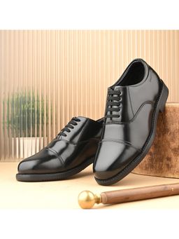 Valentino - Men Premium Leather Black Oxford Police Shoes
