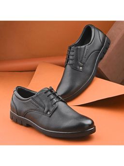 Valentino - Men Premium Leather Black Lace-Up Formal Derby Shoes