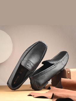 Valentino - Men Premium Leather Black Casual Slip On Driving Loafers