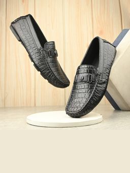 Valentino - Men Premium Leather Black Casual Slip On Driving Loafers