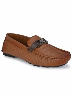 Valentino - Men Premium Leather Tan Casual Slip On Driving Loafers