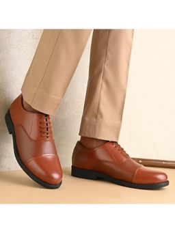 Valentino - Men Premium Leather Tan Oxford Police Shoes