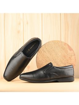 Valentino - Men Premium Leather Black Slip-On Formal Loafer Shoes