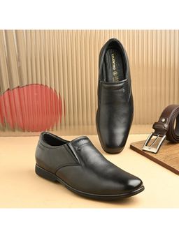 Valentino - Men Premium Leather Black Slip-On Formal Loafer Shoes