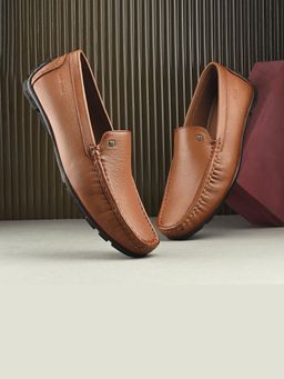 Valentino - Men Premium Leather Tan Slip On Loafer