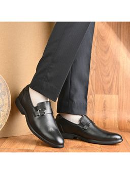 Valentino - Men Premium Leather Black Slip-On Formal Loafer Shoes