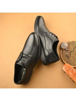 Valentino - Men Premium Leather Black Lace-Up Formal Derby Shoes