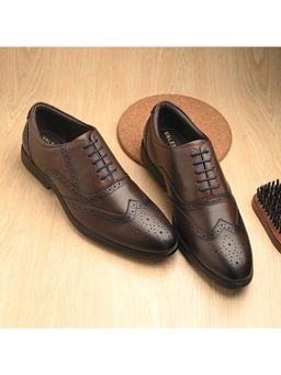 Valentino - Men Premium Leather Brown Brogue Formal Shoes