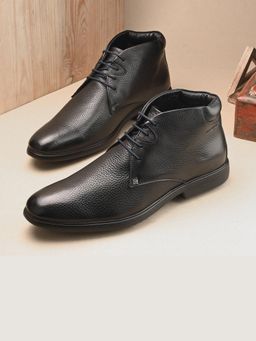 Valentino - Men Premium Leather Black Lace-Up Formal Derby Shoes