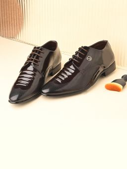 Valentino - West Port Men Synthetic Patent Lace-Up Party Wear Shoes