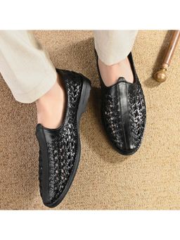 Valentino - Men Premium Leather Ethnic Handwoven Slip-On Loafers