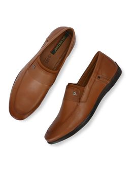 Valentino - Men Premium Leather Tan Slip-On Formal Loafer Shoes