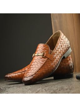 Valentino - Genuine Leather Woven Slip-On Loafers for Men with Nulite Sole