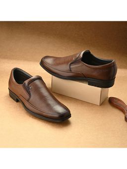 Valentino - Men Premium Leather Mocca Slip-On Formal Loafer Shoes