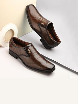 Valentino - Men Premium Leather Brown Slip-On Formal Loafer Shoes