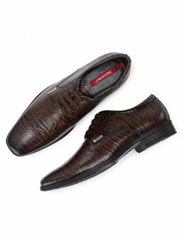 Valentino - Men Premium Leather Brown Lace-Up Formal Derby Shoes