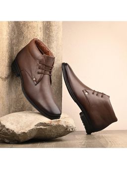 Valentino - Men Premium Leather Brown Lace-Up Ankle Boots
