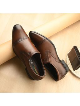 Valentino - Men Premium Leather Mocca Slip-On Formal Loafer Shoes