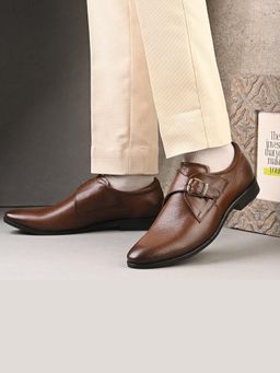 Valentino - Men Premium Leather Single Monk Strap Slip-On Formal Shoes