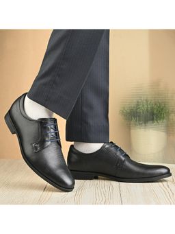 Valentino - Men Premium Leather Black Lace-Up Formal Shoes