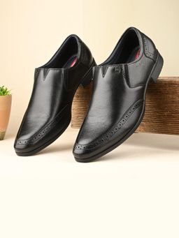 Valentino - Men Premium Leather Black Slip-On Formal Loafer Shoes