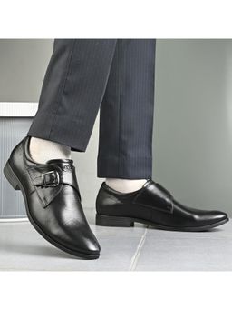 Valentino - Men Premium Leather Single Monk Strap Slip-On Formal Shoes