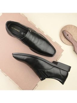 Valentino - Men Premium Leather Black Slip-On Formal Loafer Shoes