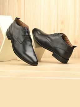 Valentino - Men Premium Leather Black Lace-Up Formal Derby Shoes