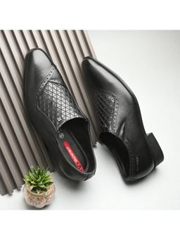 Valentino - Men Premium Leather Black Slip-On Formal Loafer Shoes