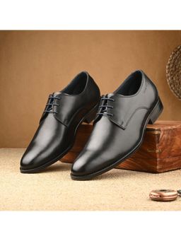 Valentino - Men Premium Leather Black Lace-Up Formal Derby Shoes