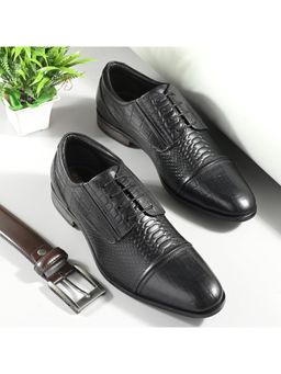 Valentino - Men Premium Leather Black Lace-Up Formal Derby Shoes