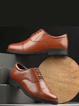 Valentino - Men Premium Leather Tan Oxford Police Shoes