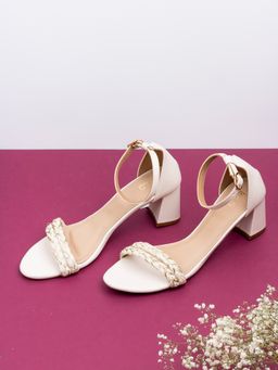 Inc.5 - Womens Cream Party Wear Solid Round Toe Heels