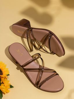 Inc.5 - Womens Brown Party Wear Striped Round Toe Heels