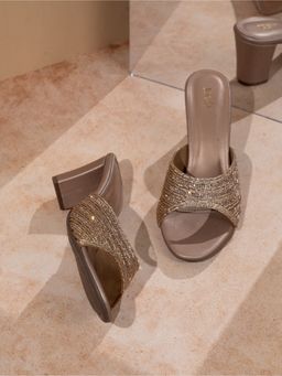 Inc.5 - Womens Rose Golden Party Wear Embellished Round Toe Heels