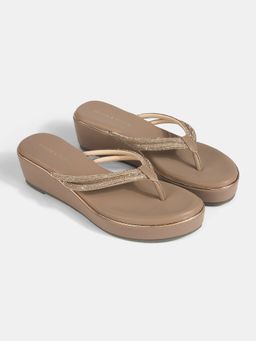 Lemon & Pepper - Rose Gold Fancy Wedges Heels