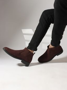 Carlton London - Solid Brown Slip-On Round Toe Men Chelsea Boots