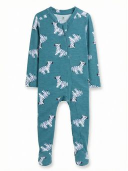Cocoon Care - Baby Blue Bamboo Cotton Knit Zebra Printed Onesies