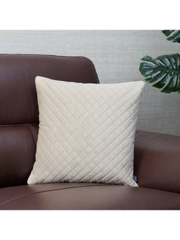 HomeTown - Lu x e Living Solid Quilted Cushion Cover 40 x 40 Cm in Ivory Colour