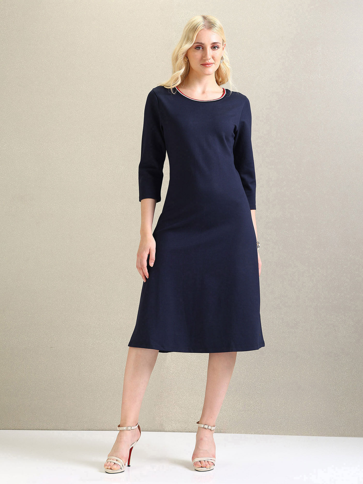 美品】Riu ╱Crossed lines ponte dress ホワイト