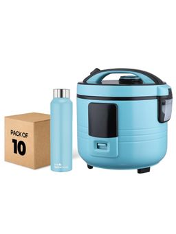 The Better Home - Set Of 2- Rice Cooker (Teal) & 10Pcs Simplex 1000Ml (Blue)
