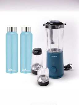The Better Home - Set Of 2- Nutri Blender (Light Blue) & 2Pcs 1000Ml Bottle (Blue)