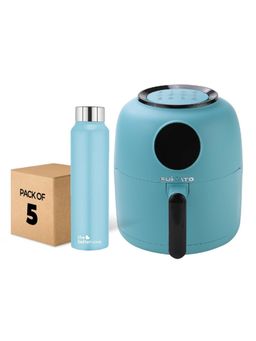 The Better Home - Set Of 2- Digital Air Fryer (Teal) & 5Pcs Simplex 1000Ml Bottle (Blue)