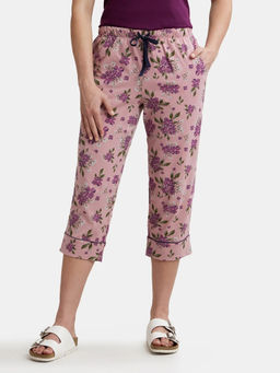 Jockey - RX66 Women Super Combed Cotton Printed Elastane Slim Fit Capri - Lilas