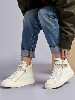 Whitesta - Women White Leather Sneakers